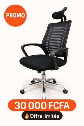 Chaise bureau ergonomique noire appui-tête réglable image 1