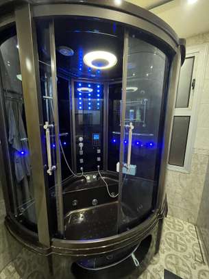 Cabine douche spa multifonction LED hydrojets noir image 2