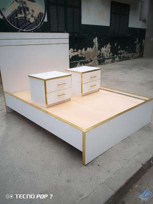 Ensemble chambre moderne blanc lit armoire LED image 2
