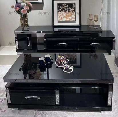 TABLE TV ET TABLE BASSE VIP NOIR image 1