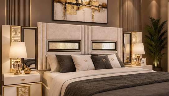 CHAMBRE A COUCHER 8BATTANTS 5PIECES VIP MARRON BEIGE EFUYLIM image 3