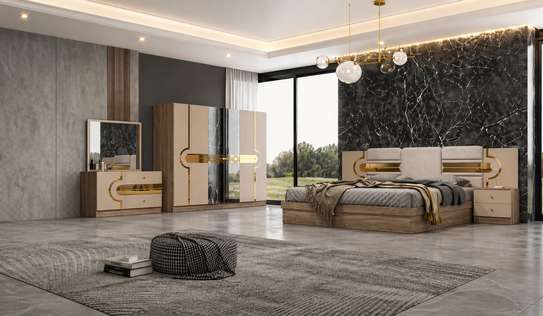 CHAMBRE A COUCHER ARMOIRE 6BATTANTS 6PIECES BEIGE image 2