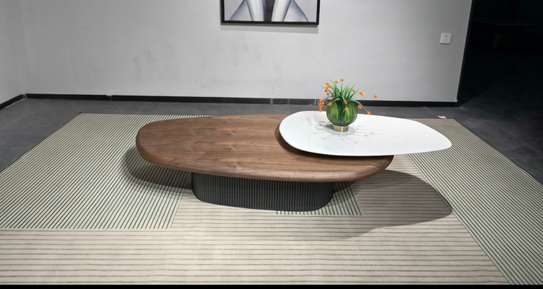 Table basse bois ronde pivotante avec miroir image 3