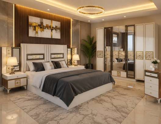 CHAMBRE A COUCHER 8BATTANTS 5PIECES VIP MARRON BEIGE EFUYLIM image 2