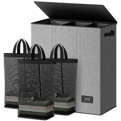 Panier a Linge avec Couvercle , 160L avec 3 sac linge image 2
