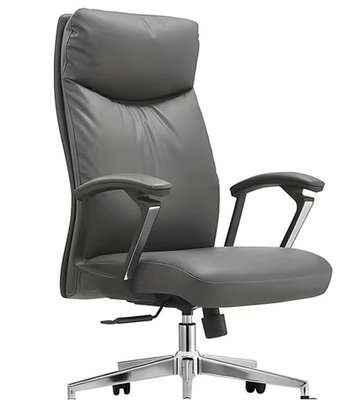 Fauteuil bureau ergonomique gris cuir synthétique ajustable image 8