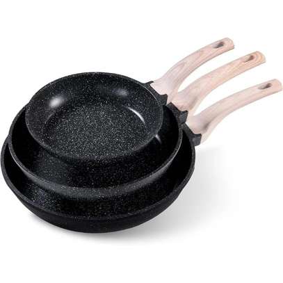Lot de 3 poêles antiadhésives effet granit image 2