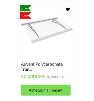 Auvent Polycarbonate Transparent, Support En Aluminium Gris image 1