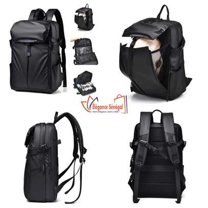 Sac à dos cuir multifonction Unisexe noire image 12