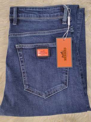 Hermes jean denim bleu coupe droite confortable image 3