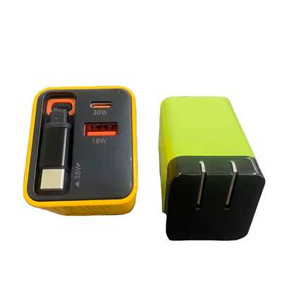 chargeur rapide avec prise pliable cable rétractable 65W image 3
