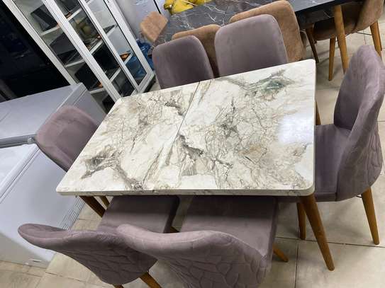 TABLE À MANGER 6PLACES EXTENSIBLE BOIS BLANC MAUVE B50 image 2