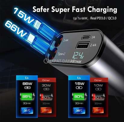 Chargeur de voiture rétractable 4 en 1, Charge rapide 66W image 12