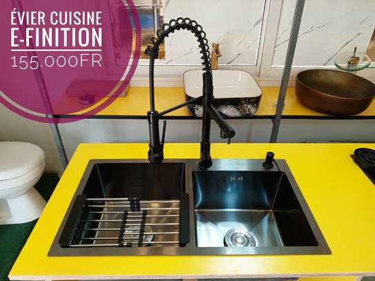 Évier 2 bacs cuisine américaine avec robinet image 2