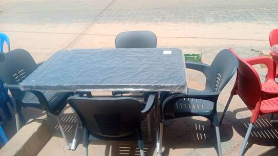 Ensemble table et 4 chaises gris anthracite jardin image 1