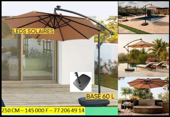 PARASOLS DEPORTES LUMINEUX 250 CM AVEC BASE image 1