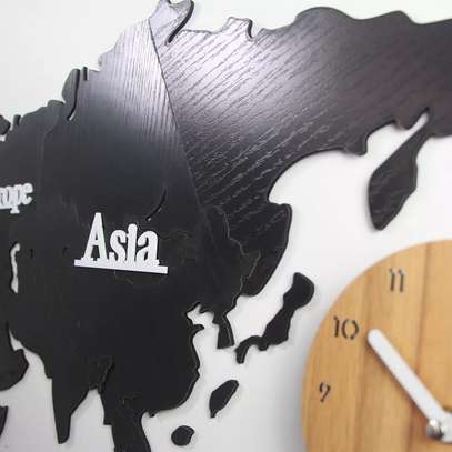 horloge murale 3D avec la carte du monde grande image 4
