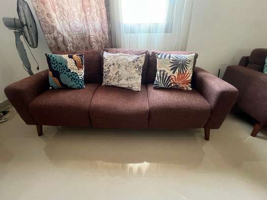 Salon 6 places en tissu marron a vendre image 2
