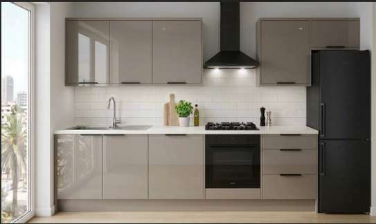 Cuisine moderne noire mate bois image 2