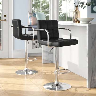 Chaise de barre haute pivotante moderne en cuir image 1