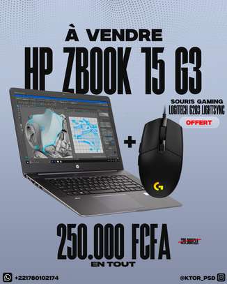 HP Zbook 15 g3 i7 16ram Noir + souris offerte image 3