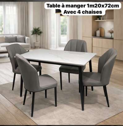 Table à manger marbre Gris et Marron 4 ou 6 chaises image 2