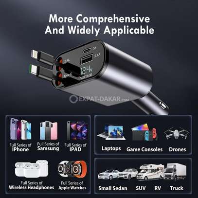 Chargeur de voiture rétractable 4 en 1, Charge rapide 66W image 6