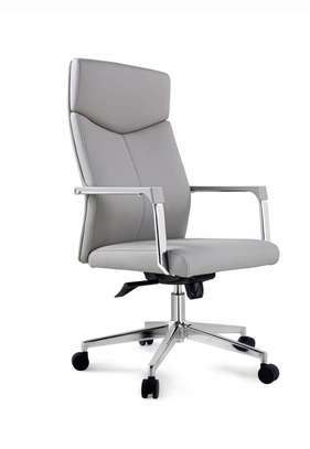 Fauteuil bureau ergonomique gris clair similicuir image 1