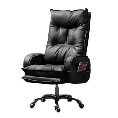 Chaise de Bureau Luxe Noir en Cuir PU image 2