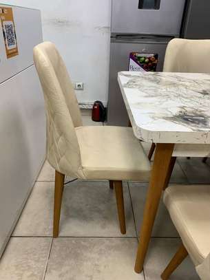 TABLE À MANGER 8PLACES 180X80 BOIS BLANC BEIGE C1 image 4