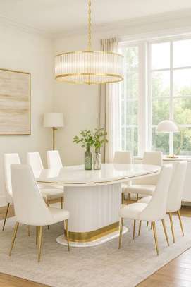 TABLE A MANGER 6PLACES 160X90CM BLANC C606 (1+6) image 1