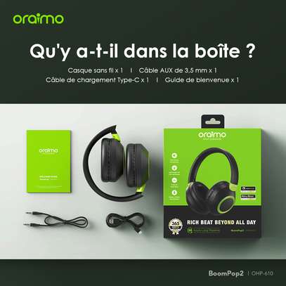 ORAIMO casque Bluetooth Over-Ear noir batterie longue durée image 4