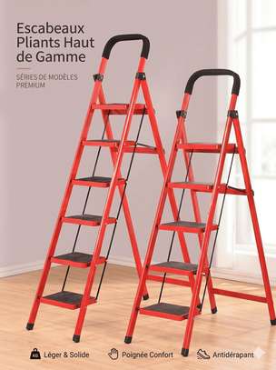Escabeau pliable 5 marches rouge image 2