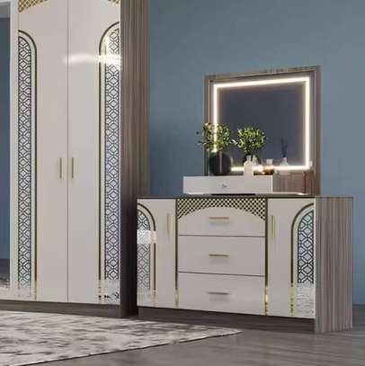 CHAMBRE A COUCHER 6BATTANTS 5PIECES GRIS BLANC MC627H image 5