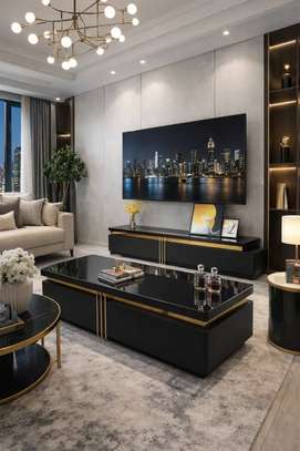 Ensemble table tv et table basse haut de gamme vip image 2
