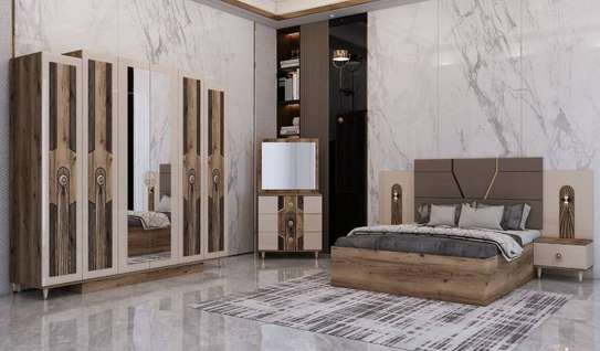CHAMBRE A COUCHER 6BATTANT 4 PIÈCES MONACO MARRON BEIGE image 1