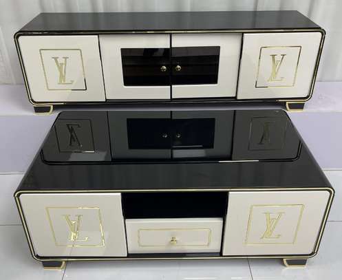 Ensemble meuble TV et table basse laqué marbré image 5