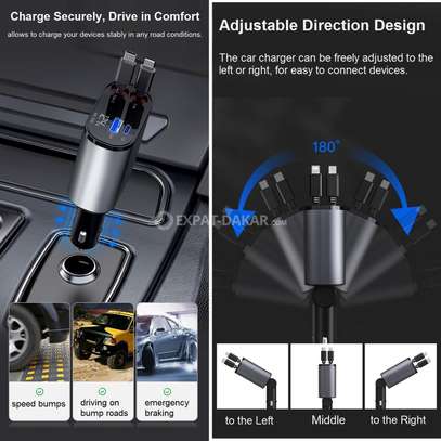 Chargeur de voiture rétractable 4 en 1, Charge rapide 66W image 7