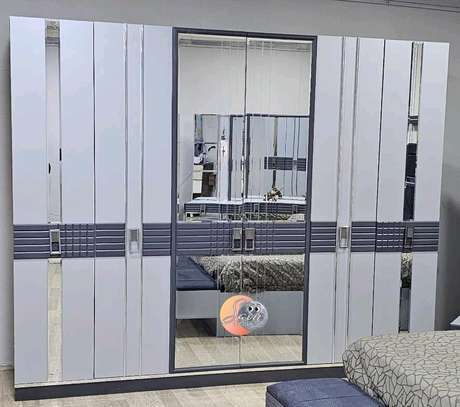 CHAMBRE A COUCHER ARMOIRE 6BATTANTS 6PIECES GRIS EFTELYA image 3