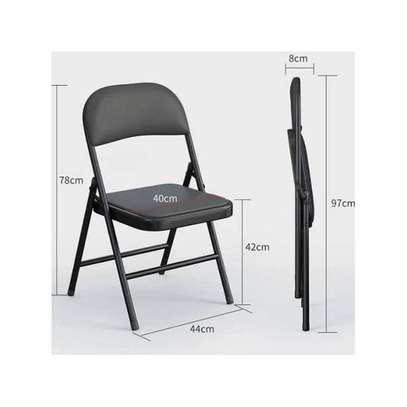 Chaise pliante noire rembourrée métal solide image 1