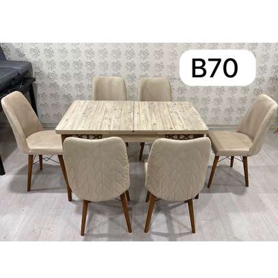 TABLE À MANGER 6PLACES EXTENSIBLE BOIS BEIGE B70 image 1