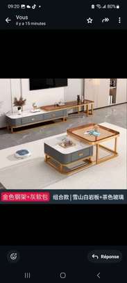 Table basse moderne grise avec rangement intégré image 2