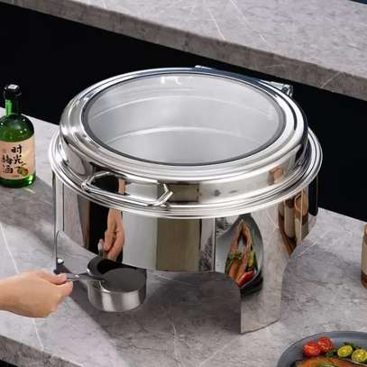 Chafing Dish Inox Rond avec Couvercle Verre image 3