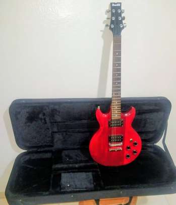 Guitare électrique rouge manche bois clair image 2
