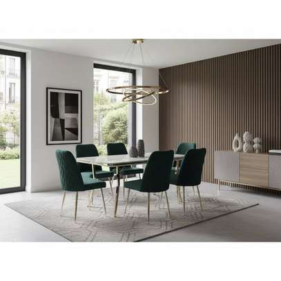 TABLE A MANGER 6PLACES 80X140 METAL BLANC VERT A50 image 2