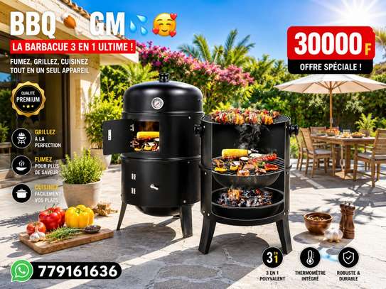 Barbecue charbon mobile avec couvercle ventilé et étagères image 6