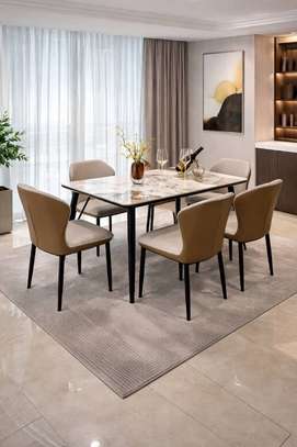 TABLE A MANGER 6PLACES 140X80CM MARRON P130(1+6) image 1