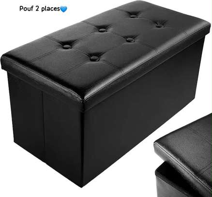 Pouf de rangement 2 places cuir image 2