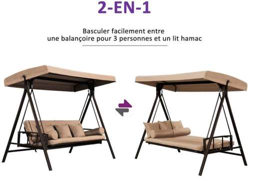 Balançoire De Jardin 3 Places Exterieur Convertible en Lit image 4
