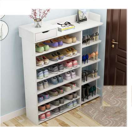 Étagère Chaussures Rangement En Bois BLANC image 2